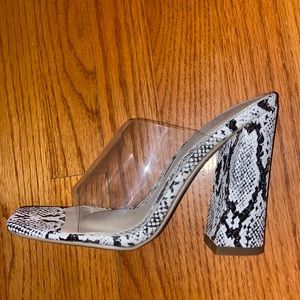 Nasty Gal Clear Zebra Mules